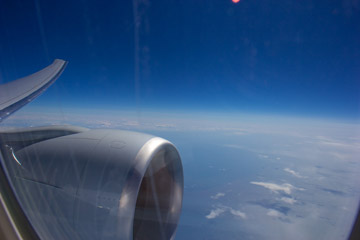 Looking out the airplane