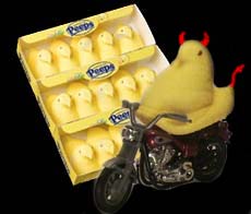 Peeps on bikes